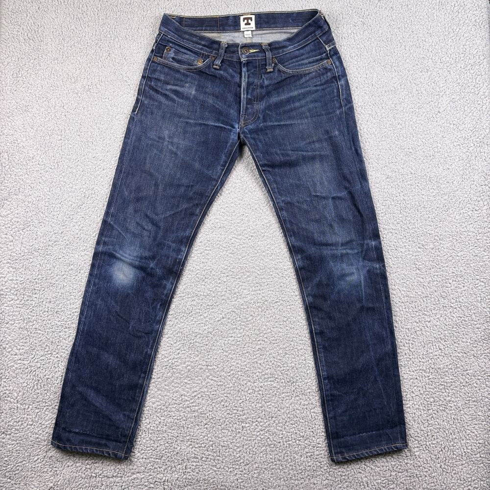 Tellason Jeans Mens 28x29 Blue Selvedge White Oak Gustave Slim Taper Denim USA